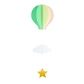 Détail de décoration 3D montgolfière en papier avec nuages blancs et étoiles dorées pailletées - Style Ballon 6