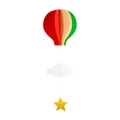 Détail de décoration suspendue montgolfière 3D avec étoiles et nuages blancs de fête - Style Ballon 9