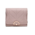Portafoglio corto da donna minimalista in pelle PU color lavanda con fibbia dorata - Rosa Antico