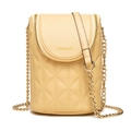 Lichtgele gewatteerde crossbody telefoontas met kettingriem en gouden ritssluiting - Geel