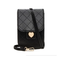 Sac bandoulière matelassé noir pour téléphone avec boucle dorée en forme de cœur élégant - Noir