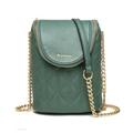 Donkergroene crossbody telefoontas van gewatteerd leer met een gouden ketting - Groen