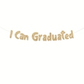 Striscione dorato glitterato I Can Graduated per decorazioni per feste di laurea - Stile Lettera I Can Graduated / Oro