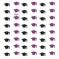 6pcs Graduation party banner with black and purple mortarboard caps hanging decoration - Black And Purple Graduation Cap Style