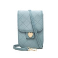 Sac à bandoulière matelassé bleu clair pour téléphone avec fermoir cœur doré - Bleu Ciel