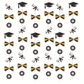 Close-up of graduation hanging banners featuring mortarboard caps and diploma scrolls - 6 Strings Per Pack / Black