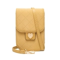 Sac bandoulière jaune pour portable en similicuir avec matelassage et boucle en forme de cœur - Jaune d'Oeuf