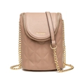 Verticale gewatteerde crossbody telefoontas in oudroze kunstleer met gouden rits - koffiekleur
