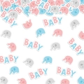 Coriandoli per baby shower con elefanti blu rosa grigi e lettere BABY decorative - Combinazione Elefante e BABY / Colorato