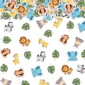 100 pièces de confettis animaux tropicaux et feuilles de palmier pour fête hawaïenne - Animaux de la Jungle Mixtes