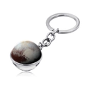 Double-sided galaxy planetary glass ball keychain featuring Pluto cosmic design - Jy004110-8