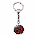 Feuerwehr-Schlüsselanhänger mit Glas-Cabochon und rotem Malteserkreuz-Emblem - Jy005127-4