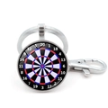 Llavero de metal plateado con diseño de diana en colores rojo azul negro y blanco - Jy005191-3 Plata