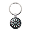 Porte-clés cible de fléchettes classique avec anneau argenté et pendentif en verre - Argenté