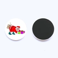 Christmas magnet with Santa and dog cartoon illustration on 25mm round glass dome - Santa and Puppy Humor (JY005886-8)
