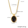 Halskette aus goldenem Edelstahl mit einem ovalen schwarzen Achat-Anhänger - Goldfarbene Schwarzer Achat Anhänger Halskette (P2052)