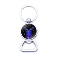 Capricorn zodiac beer bottle opener keychain with purple neon glass dome design - Xswx0236-capricorn