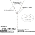 Collana a Y in acciaio inossidabile 316L argento con pendenti a stella in zircone e catena - Collana con Ciondolo a Stella a Y Argentata (TXP557-B)