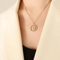 Minimalist rose gold coin necklace with Pegasus relief and Nothing is Impossible text - 40+5cm / Rose Gold