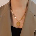 Collana a doppio strato placcata oro 18K con chiusura OT e ciondolo a lettera tondo - 49cm / Oro