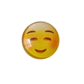 25mm crystal glass fridge magnet with shy blushing yellow emoji face on white background - Smiling Face with Smiling Eyes Style (BXT0006)