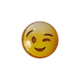 Round 30mm crystal glass fridge magnet featuring a cute yellow winking emoji face - Winking Face Style (BXT0008)