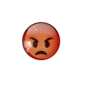Angry emoji fridge magnet with crystal glass dome and red face on white background - Pouting Face Style (BXT0010)