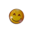 30mm round glass refrigerator magnet with yellow face savoring food emoji design - Face Savoring Food Style (BXT0013)