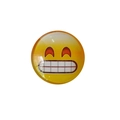 25mm yellow emoji fridge magnet with a toothy grin face and glossy glass dome - Grinning Face with Big Eyes Style (BXT0015)