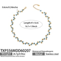 Waterproof stainless steel necklace with blue sea beads and gold metal accents - Natural Aquamarine Stone Necklace (TXP556)