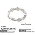 Silver geometric stainless steel ring size 6, hypoallergenic and waterproof band - US 7 / Wavy Serrated Style (Y200) / Steel