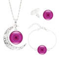Mandala-Schmuckset mit Mond-Halskette Armband und Ohrringen in lila und rosa Farbtönen - Magenta Lila Mandala (S8016)