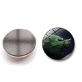Wolf totem koelkastmagneet van glas met 25mm ronde magnetische kristallen achterzijde - Fantasy Donkergroene Wolf Stijl (BXT1161)