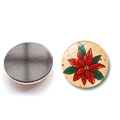 Aimant de frigo 30mm en verre motif fleur de poinsettia rouge pour décoration de Noël festive - Style Poinsettia (BXT2268)