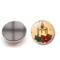 Aimant de réfrigérateur rond 30mm en verre avec bougie de Noël et motif floral - Style Bougie de Noël (BXT2269)