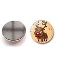 Aimant de frigo rond en verre de 30mm avec renne de Noël mignon et dos magnétique noir - Style Renne (BXT2270)