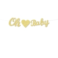 Golden glitter OH Baby banner with heart for baby shower party wall decoration - Gold Oh Baby Style / Finished with Rope