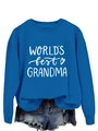 Dettaglio della felpa blu navy con stampa World's Best Grandma e motivo a cuore - S / Blu Lago