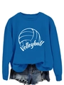 Detailed close-up of blue volleyball sweatshirt with white graphic print and lettering - S / Lake Blue (White Font)