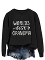 Detail of World's Best Grandma print on black sweatshirt with ribbed sleeve cuffs - Black