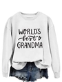 Detail of white cotton crewneck sweatshirt with black World's Best Grandma cursive print - White