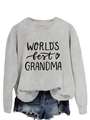 Detail of grey crewneck sweatshirt featuring WORLD'S best GRANDMA lettering print - Light Gray