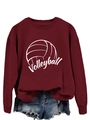 Dettaglio della stampa pallavolo sulla felpa bordeaux a maniche lunghe - S / Rosso Vino (Carattere Bianco)