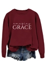 Detail of burgundy amazing grace sweatshirt with white printed text and crew neck - S / Wine Red (White Font)