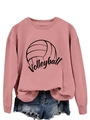 Dettaglio della felpa rosa con stampa volley e pantaloncini in denim casual - S / Oro Rosa (Carattere Nero)