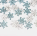 Blue and silver sparkling Christmas snowflake confetti for holiday party table decoration - Blue And White