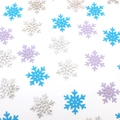 Confeti navideño de copos de nieve en azul, lavanda y plata para decoración de mesa fiesta - Mezcla de Confeti de Copos de Neieve de Navidad (Plata Gruesa + Azul + Púrpura / 100 Piezas)