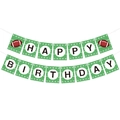 Striscione di buon compleanno a tema football americano con design a campo d'erba verde - Striscione Happy Birthday
