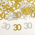 Sparkling gold and silver number 30 confetti sequins for 30th birthday party decorations - Number 30