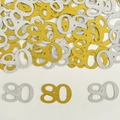 Confettis scintillants numéro 80 en or et argent pour décoration de table 80e anniversaire - Chiffre 80
